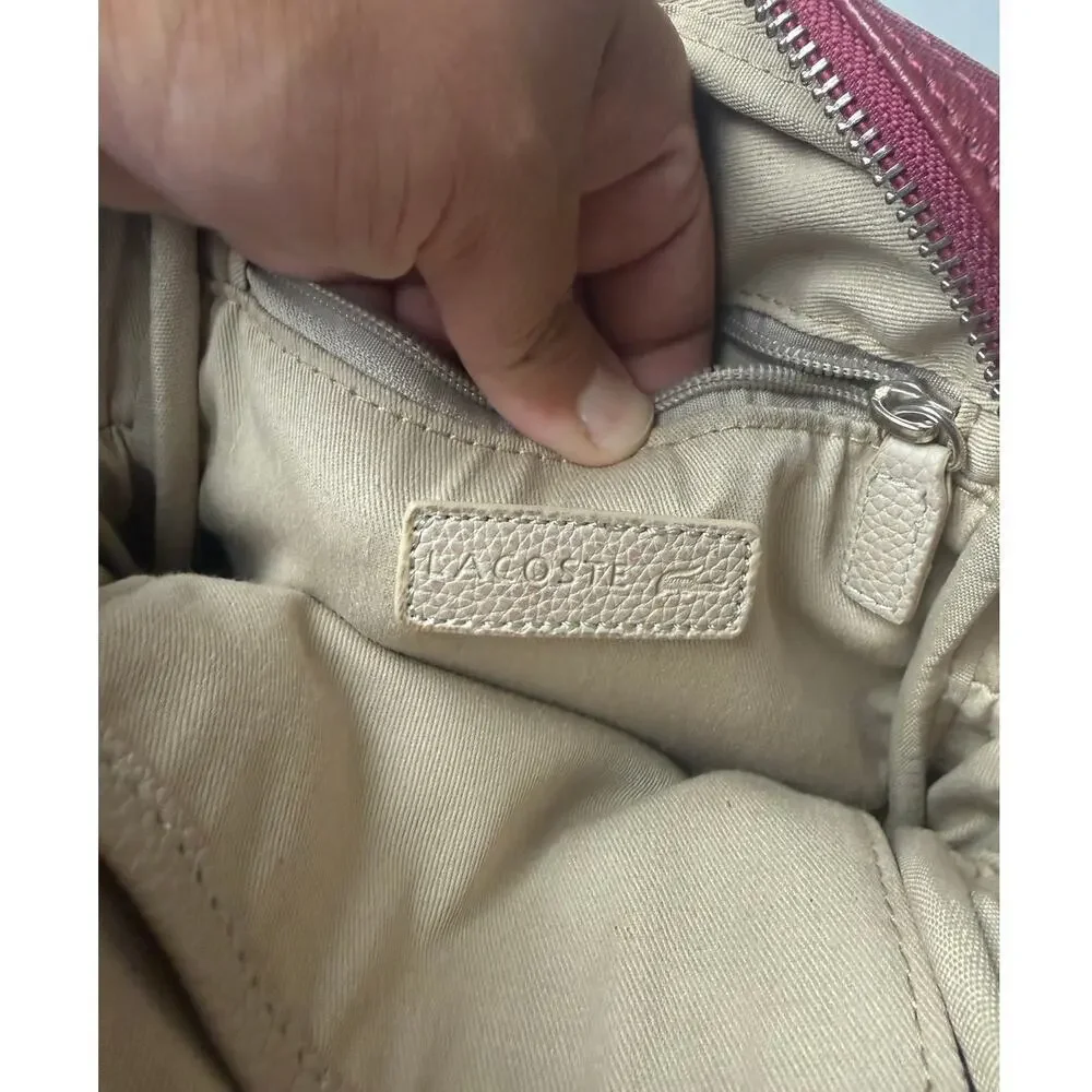 Lacoste Crossbody Bag - Burgundy with Blue Strap
